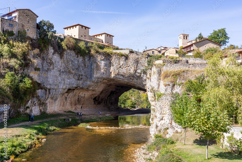 the natural bridge on the Nela river in Puentedey, Merindad de Valdeporres, province of Burgos, Castile and León, Spain