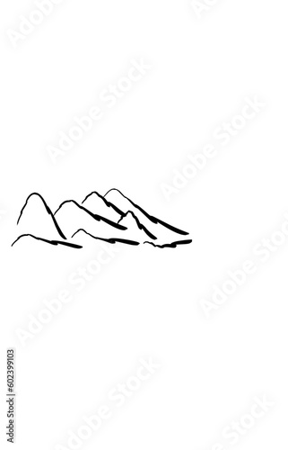 abstract black line mountain view