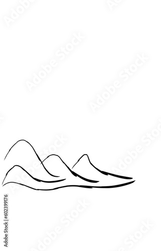 abstract black line mountain view