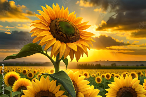 sunflower in the field , symbolizing happiness and joy