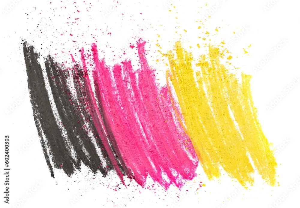 Grunge colorful chalk lines sketching isolated on white background and