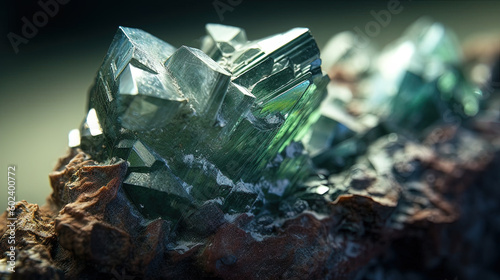 Raw uncut Actinolite crystal. Rare gemstone. Generative AI photo