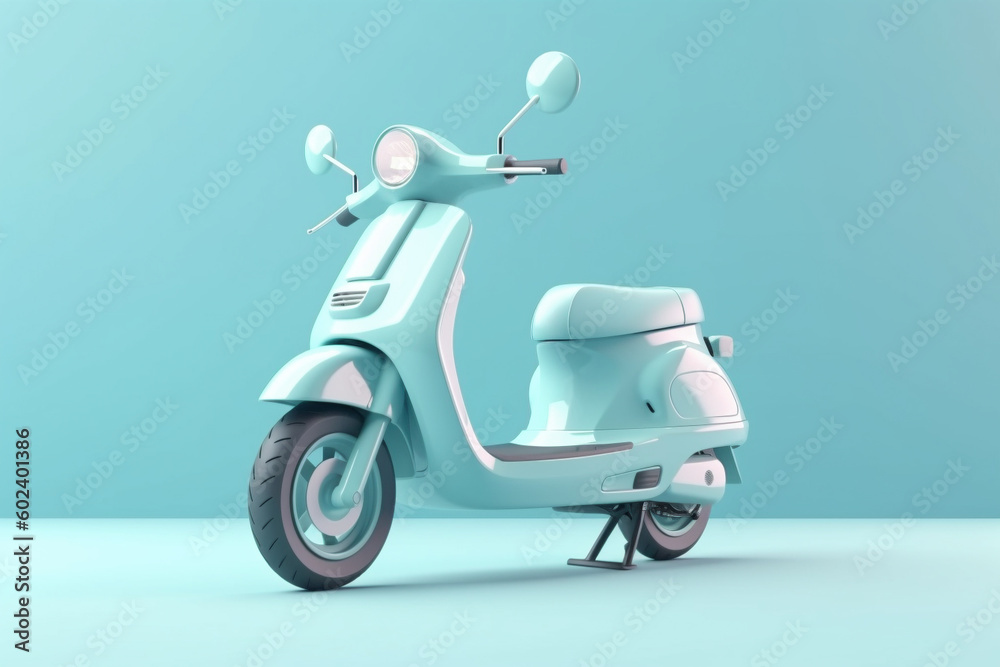 Blue scooter vehicle. Generative AI illustration Blue scooter vehicle. Generative AI illustration