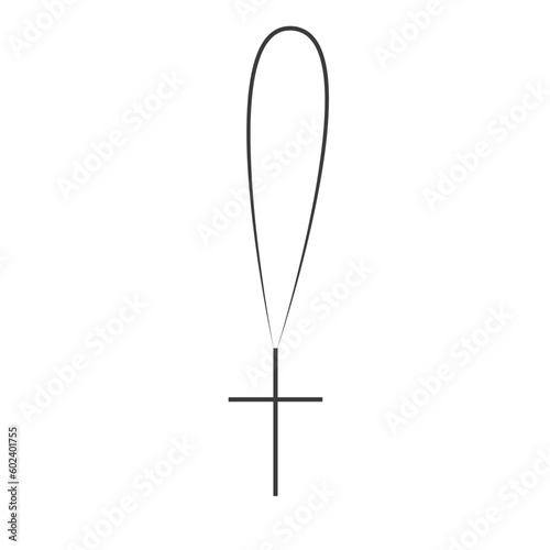 Cross on a Chain Simple Vector Illustration in Doodle Style