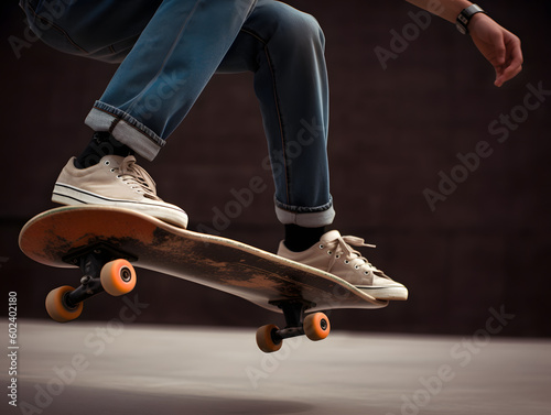 A close-up of a skateboarder photo