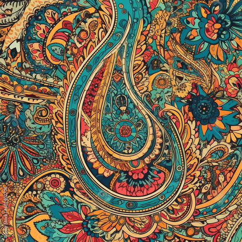 colorful paisley designs in a seamless pattern with a bohemian feel