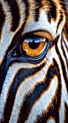 Beautiful portrait of a majestic zebra s eyes  Generative AI