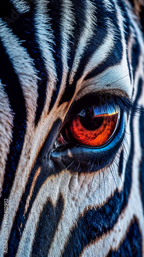 Beautiful portrait of a majestic zebra s eyes  Generative AI