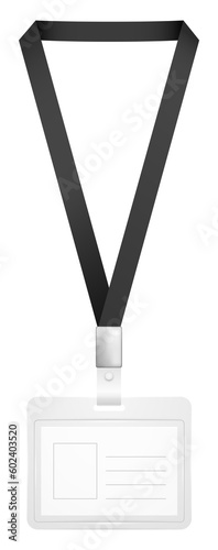 Name label mockup. Id tag mockup on black ribbon