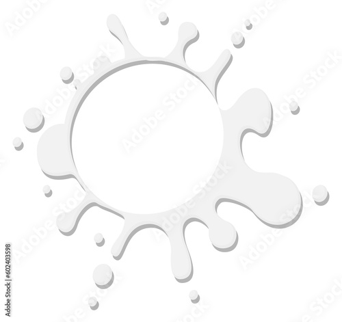Round liquid splash logo template. White paint splatter