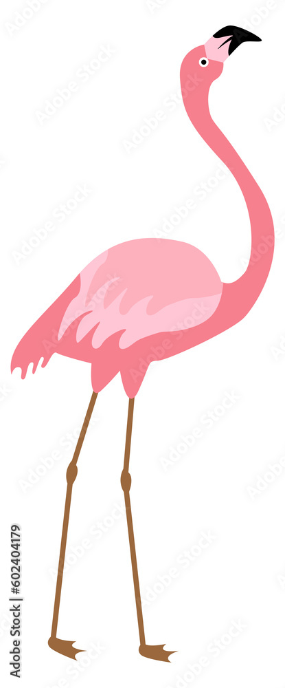 Fototapeta premium Pink tropical bird. Flamingo icon. Summer symbol