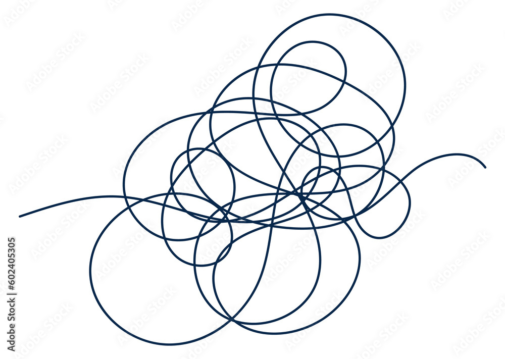 Tangled thread. Chaotic line stripes doodle icon