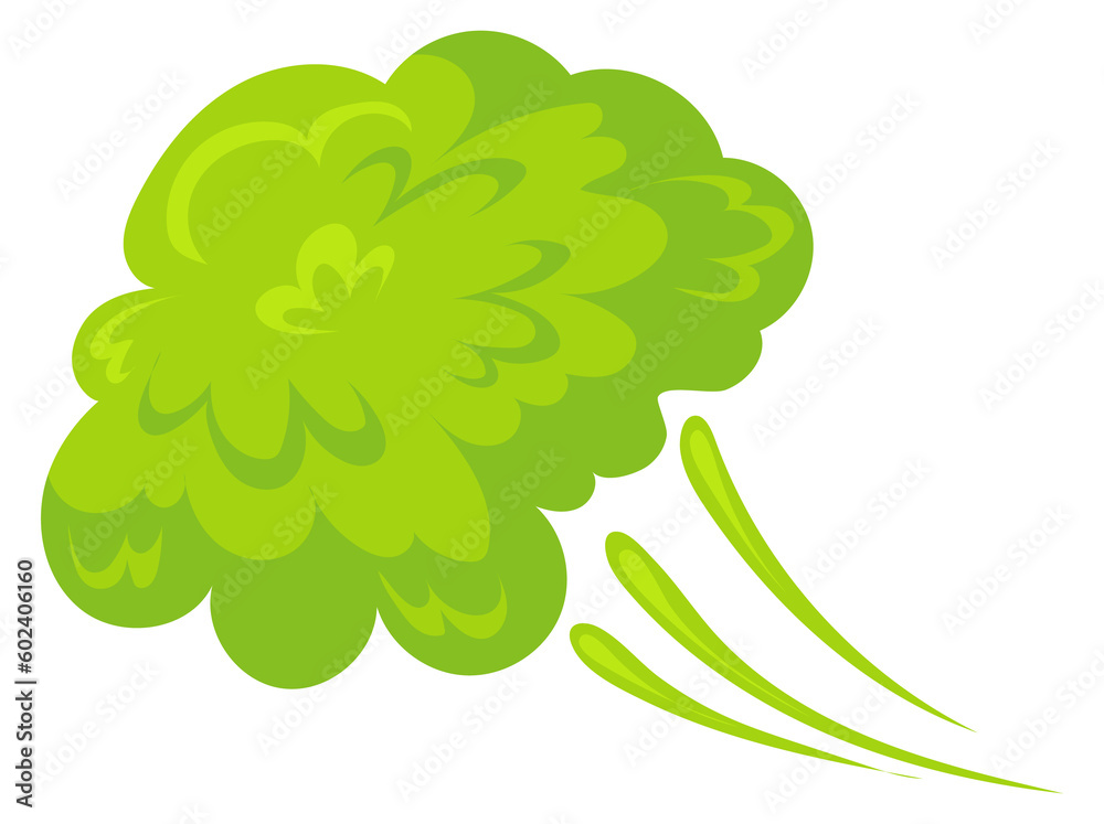 Fototapeta premium Stinky fart cloud. Cartoon toxic green smell