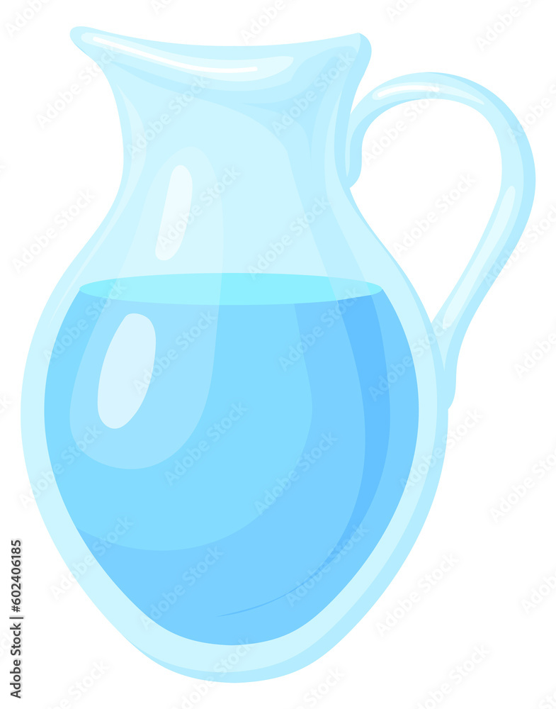 Water jug. Glass pitcher. Clear fresh drink