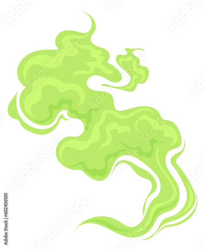 Green steam. Cartoon stinky cloud. Toxic smell