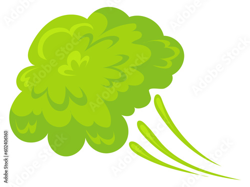 Stinky fart cloud. Cartoon toxic green smell