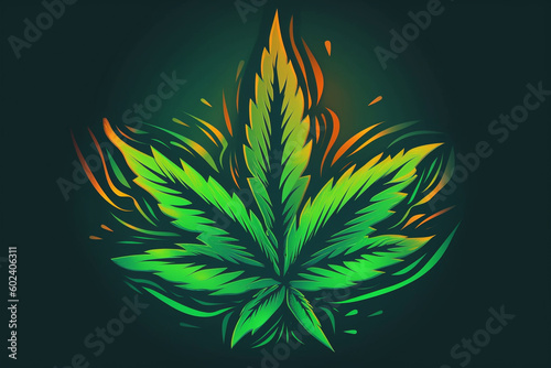 Marijuana ganja or weed plant logo icon design vector illustration. AI generated