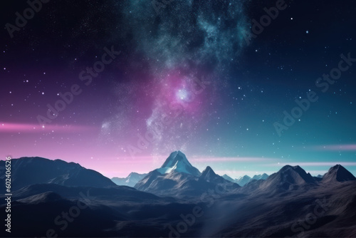 mountains against the milky way, mountains against a beautiful universe, created with Generative AI Technology