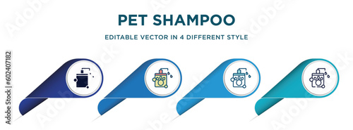 pet shampoo icon in 4 different styles such as filled, color, glyph, colorful, lineal color. set of   vector for web, mobile, ui