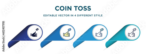 coin toss icon in 4 different styles such as filled, color, glyph, colorful, lineal color. set of   vector for web, mobile, ui