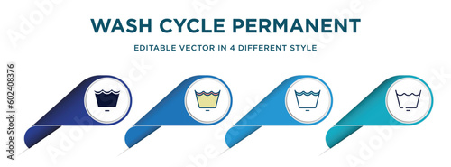 wash cycle permanent press icon in 4 different styles such as filled, color, glyph, colorful, lineal color. set of   vector for web, mobile, ui