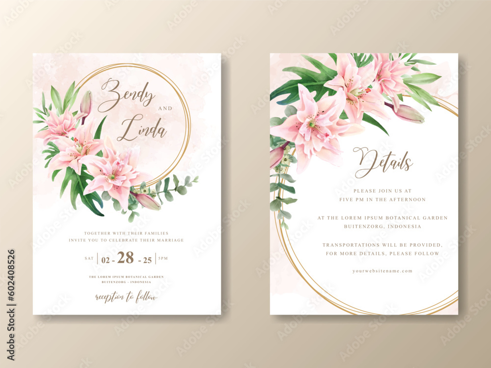 romantic floral wedding invitation card