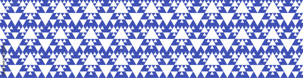 Geometric triangle pattern. Sierpinski triangle fractal. Abstract vector background. Seamless geomety texture for cloth, costume