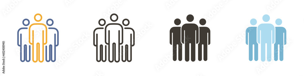 Vector icon in 4 different styles. Group of people representing business, team or clients Vector icon in 4 different styles. Group of people representing business, team or clients