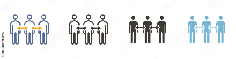 Vector icon in 4 different styles. Group of people with arrows pointing to eachother. Exchange, partnership, collaboration Vector icon in 4 different styles. Group of people with arrows pointing to eachother. Exchange, partnership, collaboration