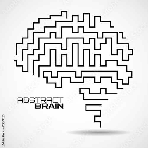 Abstract brain with lines in the style maze. Vector illustration