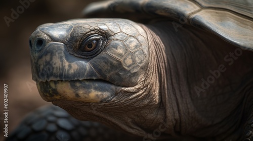 Close-up portrait of a Galapagos tortoise Generative AI
