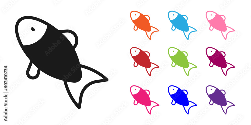 Fototapeta premium Black Fish icon isolated on white background. Set icons colorful. Vector