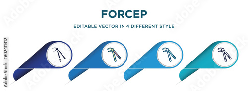 forcep icon in 4 different styles such as filled, color, glyph, colorful, lineal color. set of   vector for web, mobile, ui