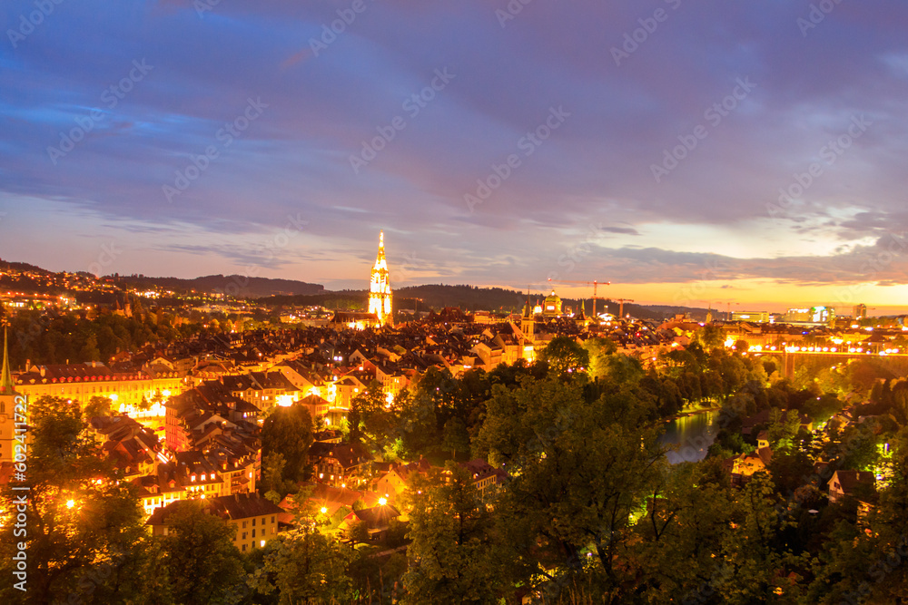 Night view of the old town of Bern in Switzerland