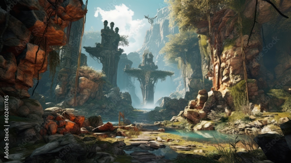 Naklejka premium Visually Stunning Environment That Transports Players To An Unexplored Realm 