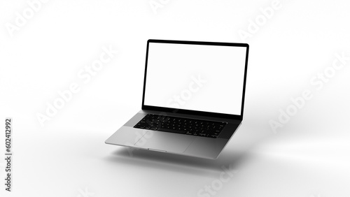 Bilde på lerret Modern, aluminum laptop hovering with shadow