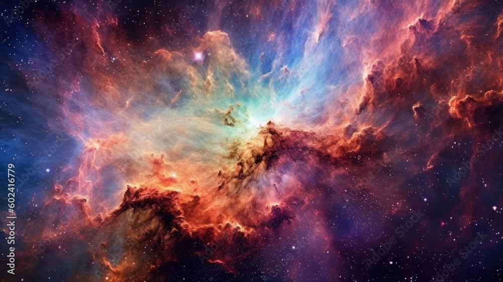 Fototapeta premium Depict celestial phenomena such as mesmerizing nebulas, swirling galaxies, and cascading stardust that create a sense of awe and wonder