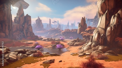 Alien landscapes, visually stunning environments with unique geological features, otherworldly flora and fauna, and breathtaking vistas that captivate players
