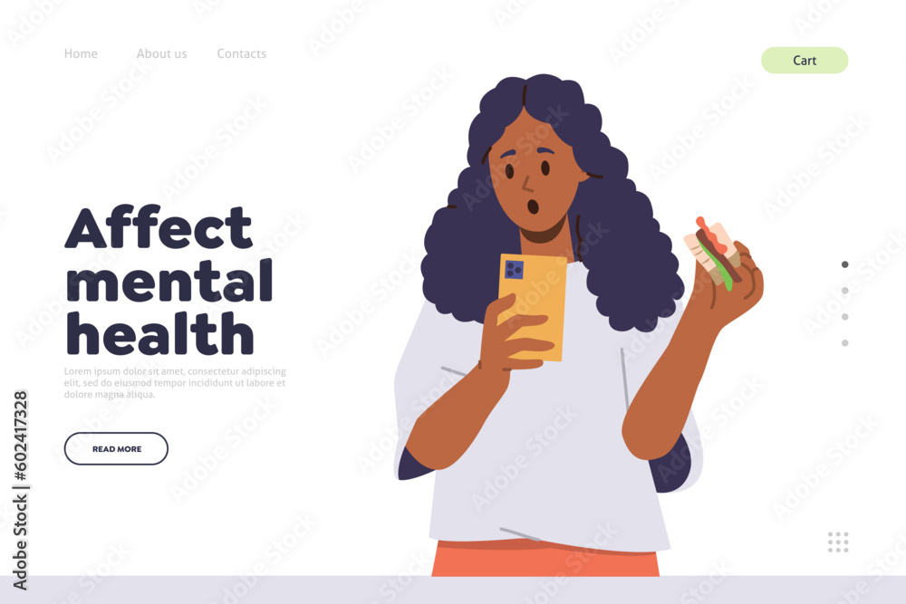 Affect mental health of constant mobile phone use and social media chatting concept for landing page Affect mental health of constant mobile phone use and social media chatting concept for landing page