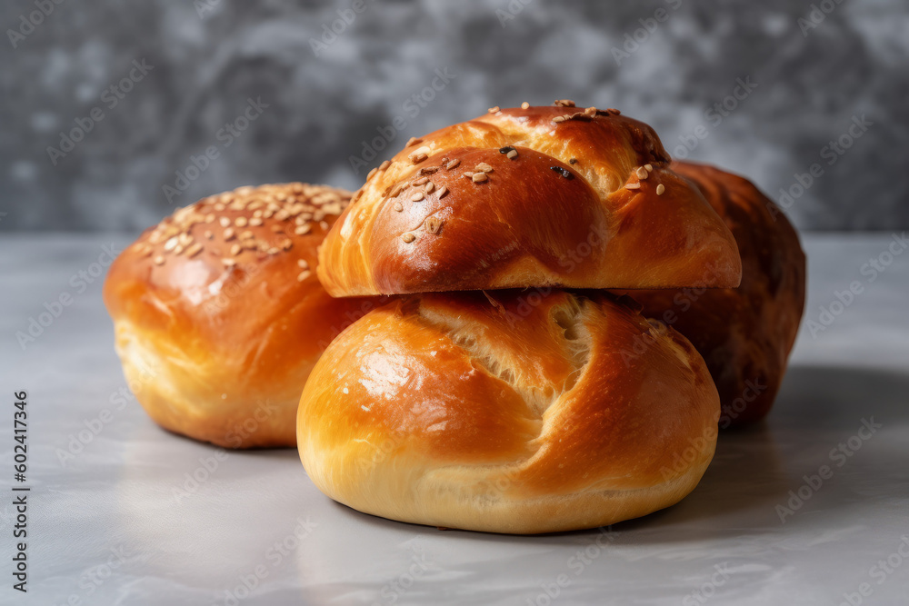 Simple round home made sweet buns, created with Generative AI Technology Simple round home made sweet buns, created with Generative AI Technology