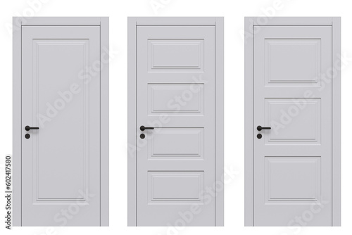 interior doors isolate on a transparent background, interior furniture, 3D illustration, cg render 