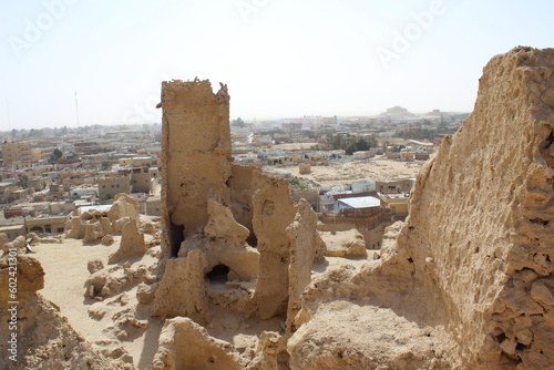 Old Shali fortress streets and houses and cityscape in Siwa oasis in Matrouh in Egypt photo