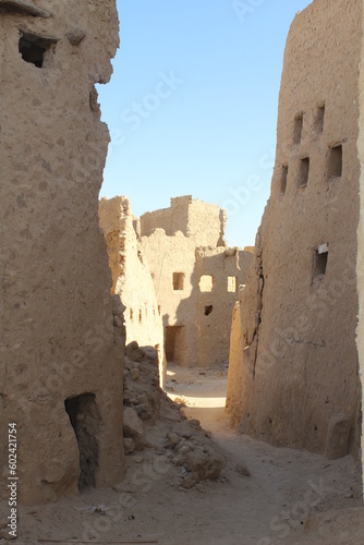 Old Shali fortress streets and houses and cityscape in Siwa oasis in Matrouh in Egypt photo