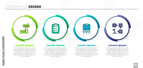 Set Treadmill machine, To do list or planning, Weight loss and Planning strategy. Business infographic template. Vector