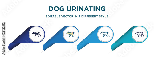 dog urinating icon in 4 different styles such as filled, color, glyph, colorful, lineal color. set of   vector for web, mobile, ui