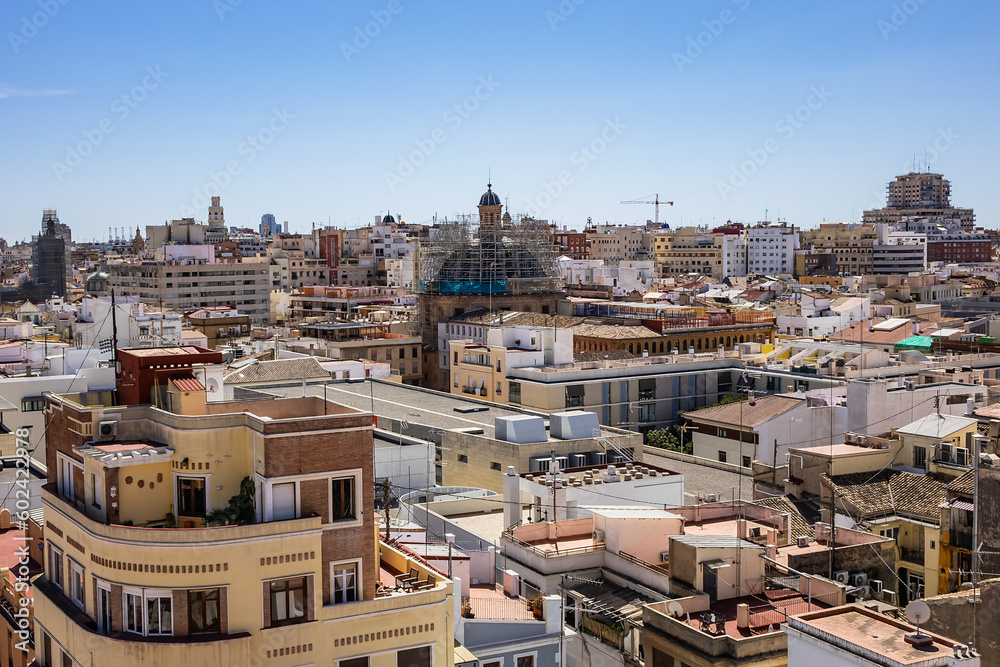 Beautiful panoramic view of Valencia from the Quart Towers (Torres de Quart). VALENCIA, SPAIN.