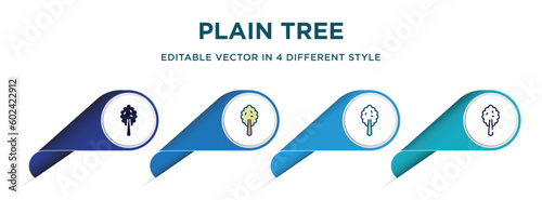 plain tree icon in 4 different styles such as filled, color, glyph, colorful, lineal color. set of   vector for web, mobile, ui
