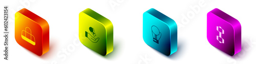 Set Isometric Sport bag, Boxing glove, and Dumbbell icon. Vector