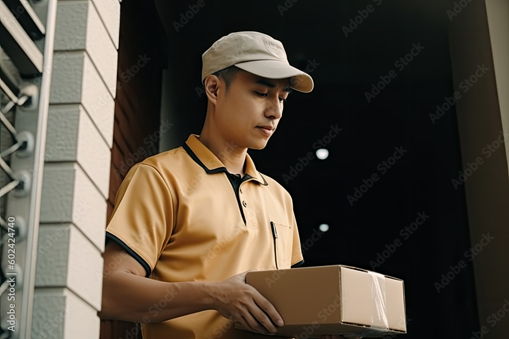 Delivery man delivering a package, generative ai Delivery man delivering a package, generative ai