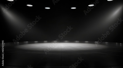 Dark podium background, generative ai